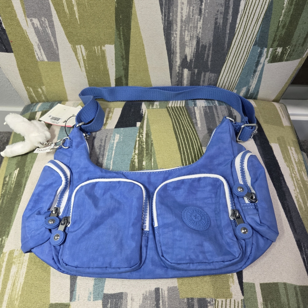 🐒Kipling Women's Rikka Shoulder Bag In Cocktail Blue🐒🐒